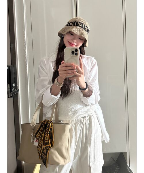MUSINSA STANDARD WOMAN（ムシンサスタンダードウーマン）の「ウィメンズリネンブレンドワイドカーゴバンディングパンツ[エクリュ]（その他パンツ・レディース・その他・30/28/24）」の8枚目の写真