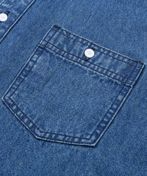 TRILLION(トリリオン)の「ストーンウォッシングオーバーフィットデニム半袖シャツ(MIDDLE BLUE)(シャツ/ブラウス・レディース・その他・MEDIUM/LARGE/X-LARGE)」の7枚目の写真