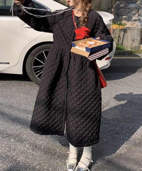 ★45R★インディゴ染キルティングワンピース ☆45R☆インディゴ染キルティングワンピース ☆45R☆インディゴ染