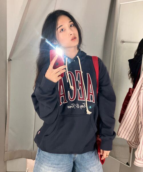 AECA(エイカ)の「AECA SYMBOL FELT HOODIE-NAVY(パーカー・レディース・その他・X-LARGE/SMALL/MEDIUM/LARGE)」の8枚目の写真