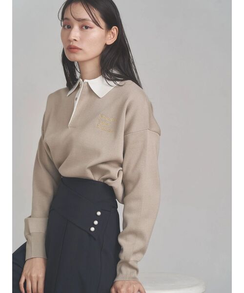 TONAL(トーナル)の「ラガーエンブロイダリーニット(ニット/セーター・レディース・ネイビー/ベージュ/ブラウン・MEDIUM)」の3枚目の写真