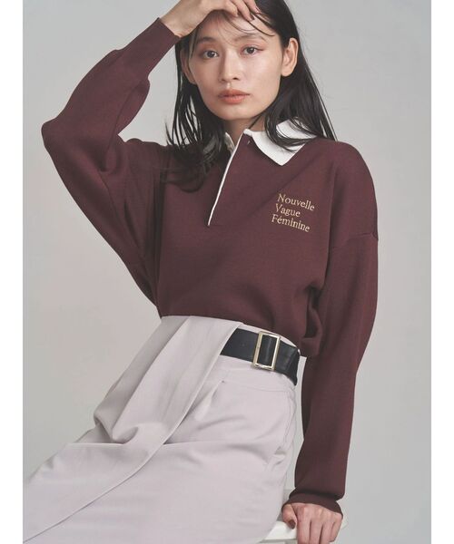 TONAL(トーナル)の「ラガーエンブロイダリーニット(ニット/セーター・レディース・ネイビー/ベージュ/ブラウン・MEDIUM)」の2枚目の写真