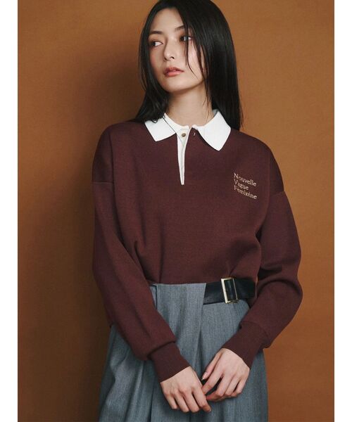 TONAL(トーナル)の「ラガーエンブロイダリーニット(ニット/セーター・レディース・ネイビー/ベージュ/ブラウン・MEDIUM)」の7枚目の写真