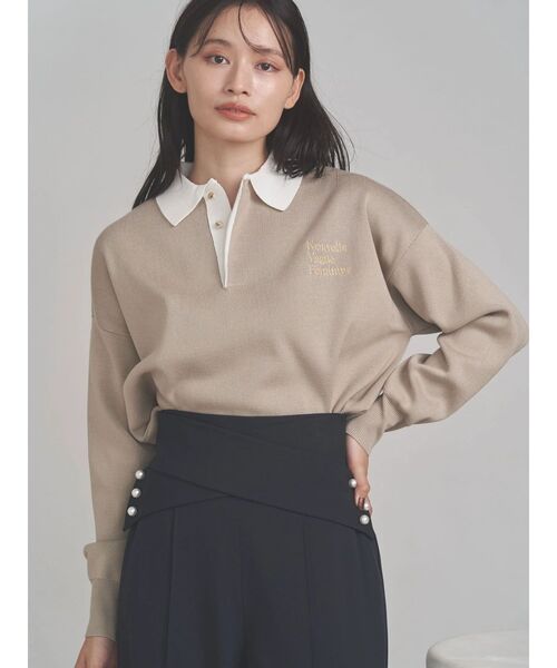 TONAL(トーナル)の「ラガーエンブロイダリーニット(ニット/セーター・レディース・ネイビー/ベージュ/ブラウン・MEDIUM)」の9枚目の写真