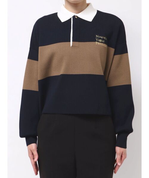 TONAL(トーナル)の「ラガーエンブロイダリーニット(ニット/セーター・レディース・ネイビー/ベージュ/ブラウン・MEDIUM)」の10枚目の写真