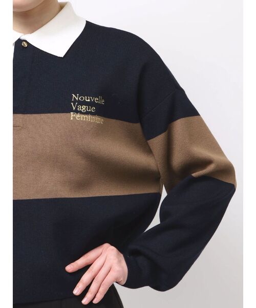 TONAL(トーナル)の「ラガーエンブロイダリーニット(ニット/セーター・レディース・ネイビー/ベージュ/ブラウン・MEDIUM)」の14枚目の写真