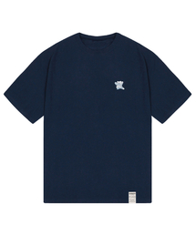[ユニセックス]スモールクラウドベアスマイル半袖Tシャツ_ネイビー