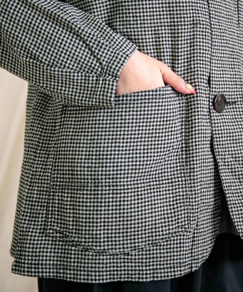 Brocante（ブロカント）の「[Brocante / ブロカント] 綿麻ギンガムチェック デフォルメカバーオール（カバーオール・レディース・ベージュ×ブラック/ブラック×グレー・2）」の19枚目の写真