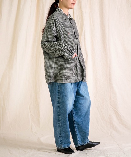 Brocante（ブロカント）の「[Brocante / ブロカント] 綿麻ギンガムチェック デフォルメカバーオール（カバーオール・レディース・ベージュ×ブラック/ブラック×グレー・2）」の7枚目の写真