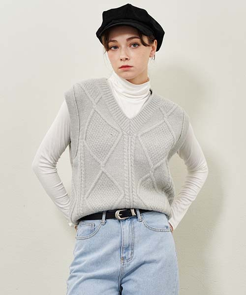 セール】アルパカニットベスト_グレー（ベスト）｜PLUNASTUDIO（プルナ