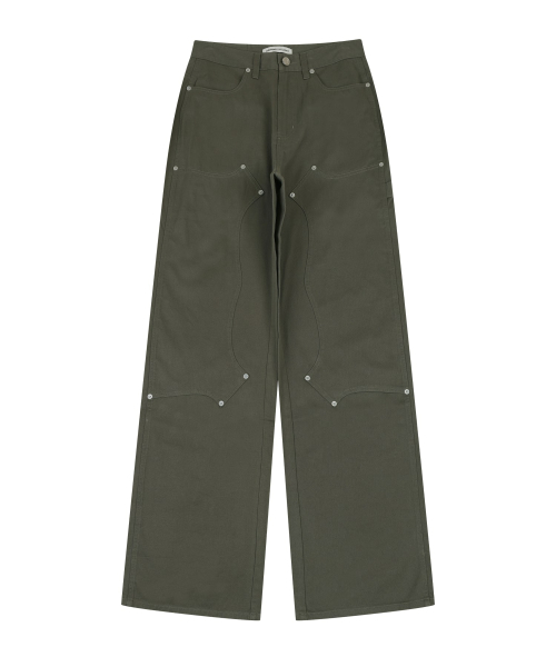 ORDINARY HOLIDAY（オーディナリー ホリデー）の「COTTON DOUBLE KNEE WIDE PANTS [KHAKI]（その他パンツ・レディース・その他・SMALL/MEDIUM）」の2枚目の写真
