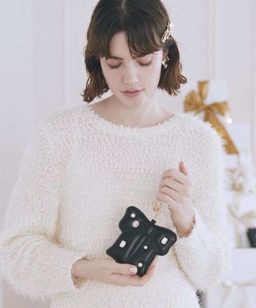 Maison de FLEUR（メゾンドフルール）の「リボンビジューパスケース（パスケース・レディース・ブラック/ライトピンク・FREE）」の4枚目の写真