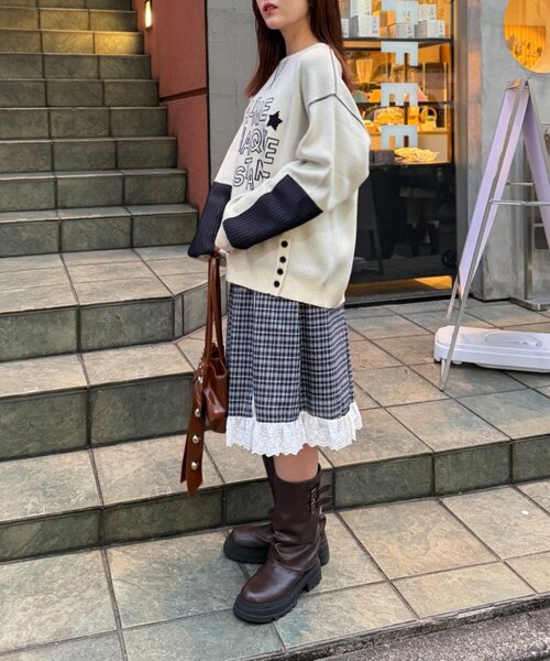 w closet（ダブルクローゼット）の「エルボーパッチニット（ニット/セーター・レディース・アイボリー/グレー/ネイビー/イエロー/ピンク・FREE）」の11枚目の写真