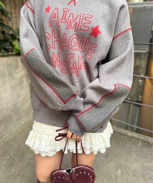 w closet（ダブルクローゼット）の「エルボーパッチニット（ニット/セーター・レディース・アイボリー/グレー/ネイビー/イエロー/ピンク・FREE）」の19枚目の写真