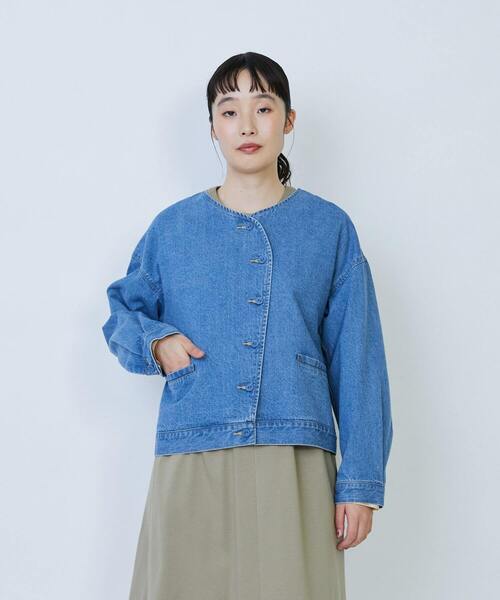45rデニムジャケット デニムブルー デニムノーカラージャケット（デニムジャケット）｜LOISIR