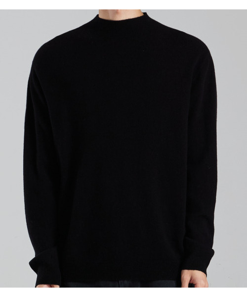 BUTTON SEOUL(ボタンソウル)の「ウールブレンドモックネックニット(ブラック)(ニット/セーター・メンズ・その他・MEDIUM/LARGE/X-LARGE)」の2枚目の写真