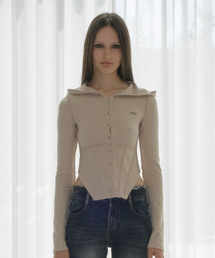 SLIM CORSET HOOD CARDIGAN [BEIGE]