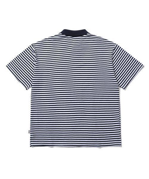 SEARCH410（サーチ410）の「ダブルロゴストライプカラーTシャツネイビー（ポロシャツ・メンズ・その他・LARGE/MEDIUM）」の2枚目の写真