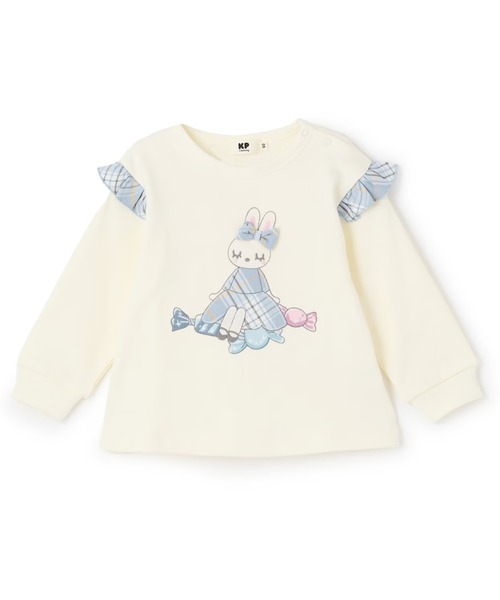 mimiちゃんアップリケ 肩フリル裏毛トレーナー