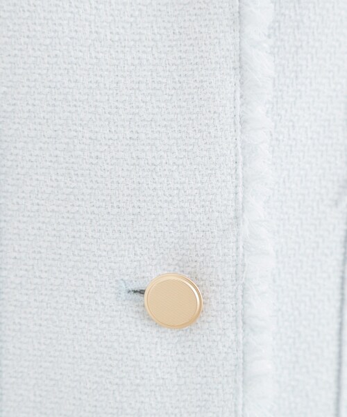 grove（グローブ）の「【ハレの日・通勤】きちんとからカジュアルまで着回せる、ミドル丈ツイードジャケット（ノーカラージャケット・レディース・ブラック系3/ブルー系8/ネイビー・02/01/03/04/05）」の19枚目の写真