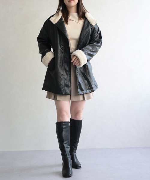 31 Sons de mode(トランテアン ソン ドゥ モード)の「フェイクレザーファーミドルジャケット(その他アウター・レディース・ブラウン/ブラック・フリ-)」の20枚目の写真
