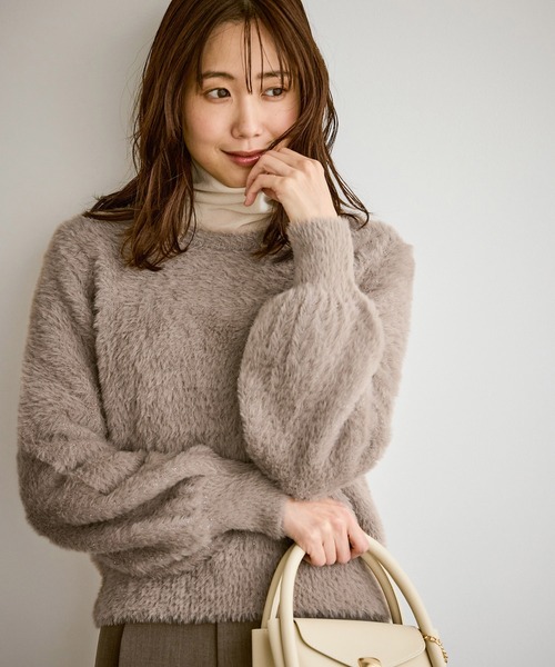 ROPE' PICNIC（ロペピクニック）の「ショートフェザーニットプルオーバー（ニット/セーター・レディース・ライトグレー/ダークブラウン/ベージュ/パープル系その他・FREE）」の3枚目の写真