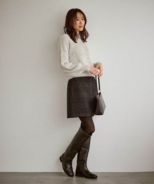 ROPE' PICNIC（ロペピクニック）の「ショートフェザーニットプルオーバー（ニット/セーター・レディース・ライトグレー/ダークブラウン/ベージュ/パープル系その他・FREE）」の6枚目の写真