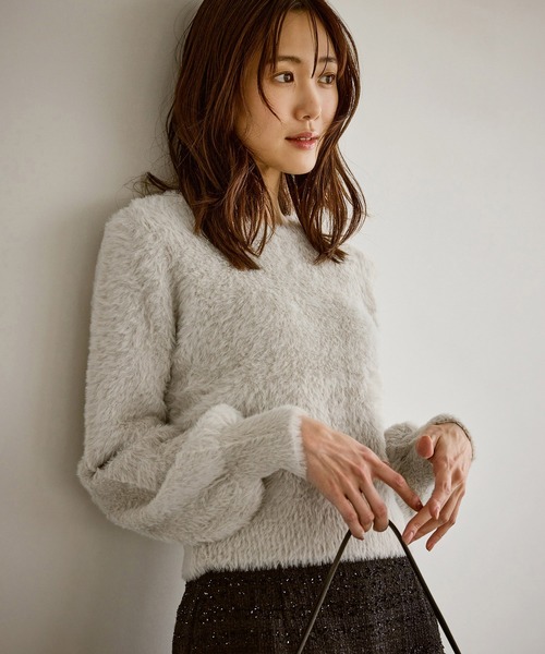 ROPE' PICNIC（ロペピクニック）の「ショートフェザーニットプルオーバー（ニット/セーター・レディース・ライトグレー/ダークブラウン/ベージュ/パープル系その他・FREE）」の8枚目の写真