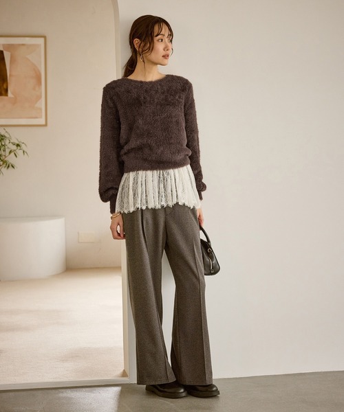 ROPE' PICNIC（ロペピクニック）の「ショートフェザーニットプルオーバー（ニット/セーター・レディース・ライトグレー/ダークブラウン/ベージュ/パープル系その他・FREE）」の10枚目の写真