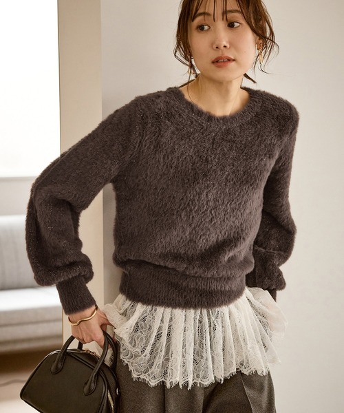 ROPE' PICNIC（ロペピクニック）の「ショートフェザーニットプルオーバー（ニット/セーター・レディース・ライトグレー/ダークブラウン/ベージュ/パープル系その他・FREE）」の11枚目の写真