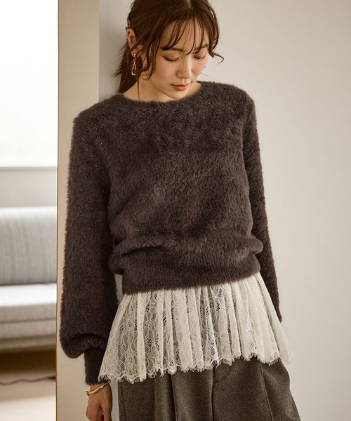 ROPE' PICNIC（ロペピクニック）の「ショートフェザーニットプルオーバー（ニット/セーター・レディース・ライトグレー/ダークブラウン/ベージュ/パープル系その他・FREE）」の12枚目の写真