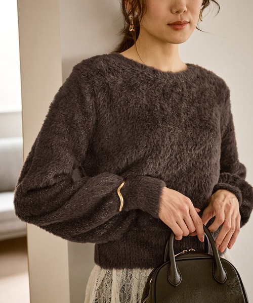 ROPE' PICNIC（ロペピクニック）の「ショートフェザーニットプルオーバー（ニット/セーター・レディース・ライトグレー/ダークブラウン/ベージュ/パープル系その他・FREE）」の13枚目の写真