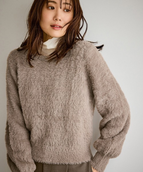 ROPE' PICNIC（ロペピクニック）の「ショートフェザーニットプルオーバー（ニット/セーター・レディース・ライトグレー/ダークブラウン/ベージュ/パープル系その他・FREE）」の18枚目の写真