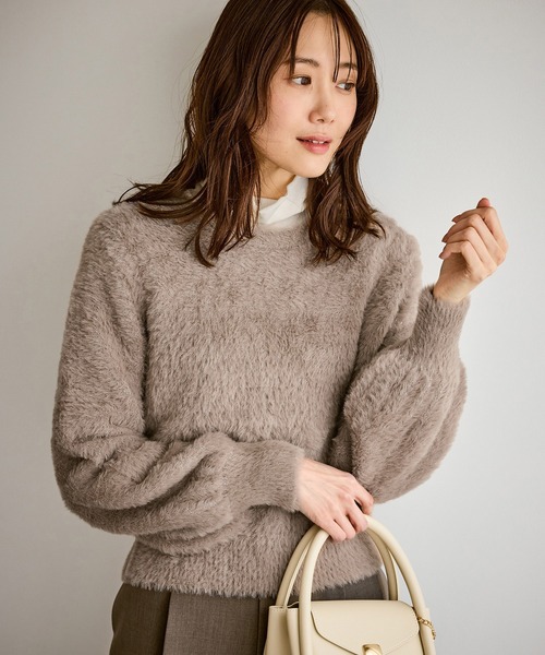 ROPE' PICNIC（ロペピクニック）の「ショートフェザーニットプルオーバー（ニット/セーター・レディース・ライトグレー/ダークブラウン/ベージュ/パープル系その他・FREE）」の19枚目の写真