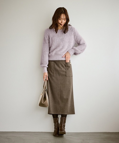 ROPE' PICNIC（ロペピクニック）の「ショートフェザーニットプルオーバー（ニット/セーター・レディース・ライトグレー/ダークブラウン/ベージュ/パープル系その他・FREE）」の21枚目の写真