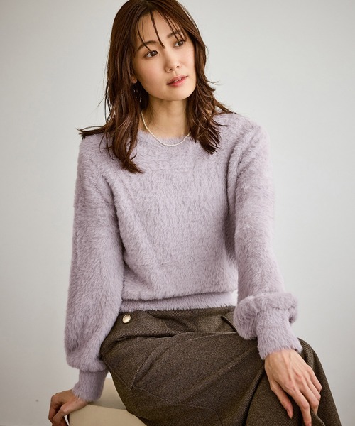 ROPE' PICNIC（ロペピクニック）の「ショートフェザーニットプルオーバー（ニット/セーター・レディース・ライトグレー/ダークブラウン/ベージュ/パープル系その他・FREE）」の22枚目の写真