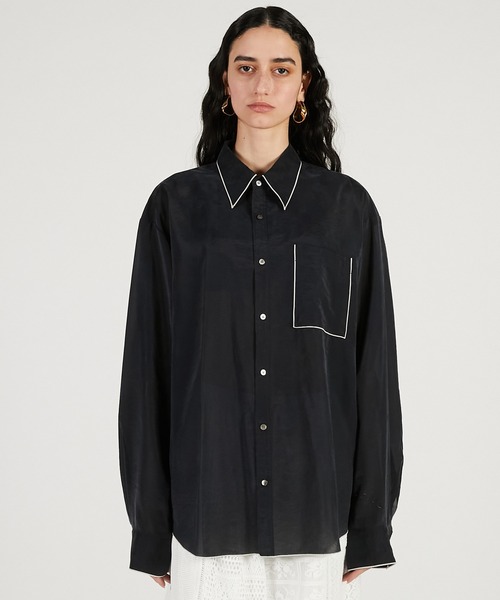 PRANK PROJECT(プランクプロジェクト)の「【2026Spring Pre-Order】コントラストトリムシアーシャツ / Contrast Trim Sheer Shirt(シャツ/ブラウス・レディース・ブラック/ベージュ/ピンク・FREE)」の1枚目の写真