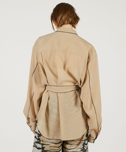 PRANK PROJECT(プランクプロジェクト)の「【2026Spring Pre-Order】コントラストトリムシアーシャツ / Contrast Trim Sheer Shirt(シャツ/ブラウス・レディース・ブラック/ベージュ/ピンク・FREE)」の13枚目の写真