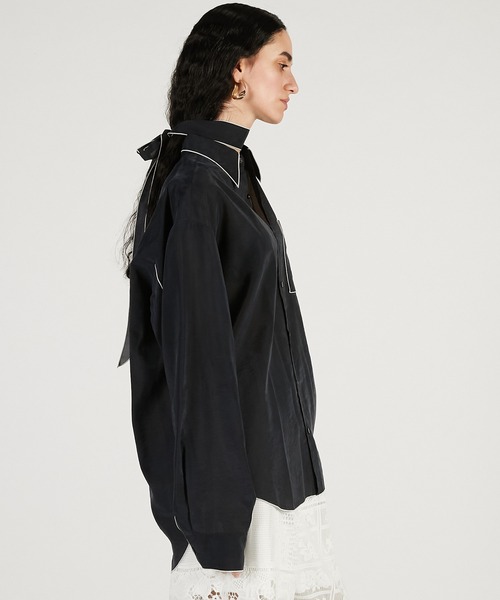 PRANK PROJECT(プランクプロジェクト)の「【2026Spring Pre-Order】コントラストトリムシアーシャツ / Contrast Trim Sheer Shirt(シャツ/ブラウス・レディース・ブラック/ベージュ/ピンク・FREE)」の11枚目の写真