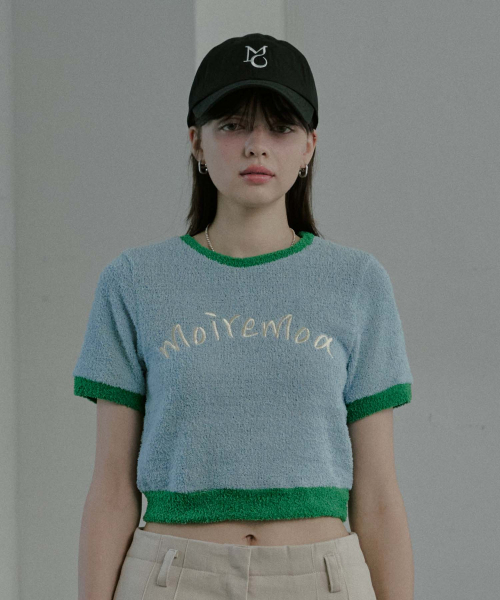 MOIREMOA（モアレモア）の「soft candy crop top - blue（Tシャツ/カットソー・レディース・ブルー・FREE）」の4枚目の写真
