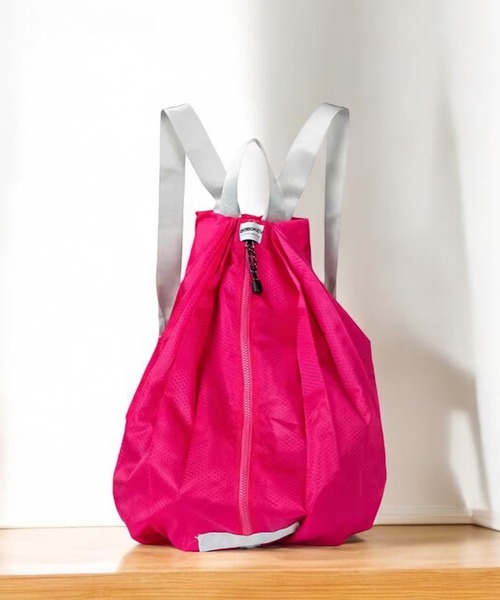 VIBGYOR（ヴィブジョー）の「LESRIRE/折りたたみリュック エコバッグ L9224（バックパック/リュック・レディース・ブラック/グレー/ピンク/ネイビー・FREE）」の4枚目の写真