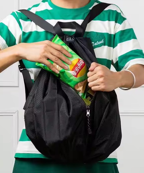 VIBGYOR（ヴィブジョー）の「LESRIRE/折りたたみリュック エコバッグ L9224（バックパック/リュック・レディース・ブラック/グレー/ピンク/ネイビー・FREE）」の10枚目の写真