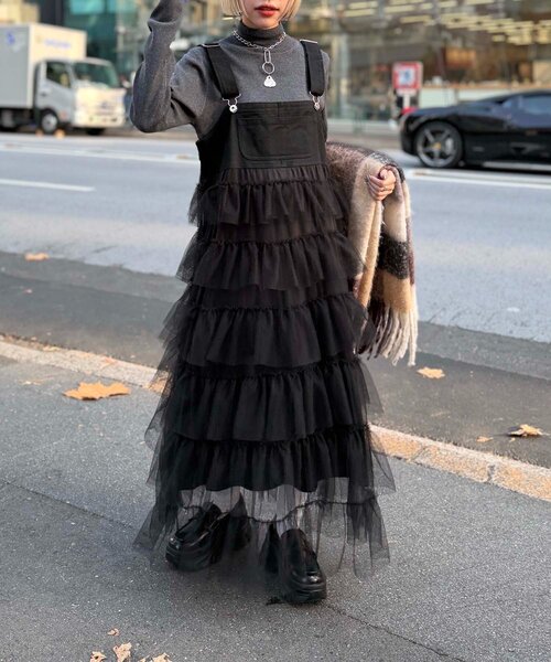 w closet（ダブルクローゼット）の「フリルティアードジャンスカ（ワンピース・レディース・レッド/ブラック/オフホワイト/ブラック系その他・FREE）」の2枚目の写真