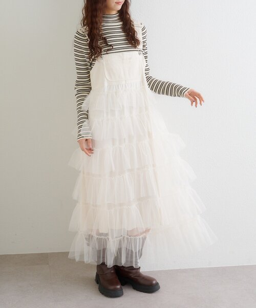 w closet（ダブルクローゼット）の「フリルティアードジャンスカ（ワンピース・レディース・レッド/ブラック/オフホワイト/ブラック系その他・FREE）」の5枚目の写真