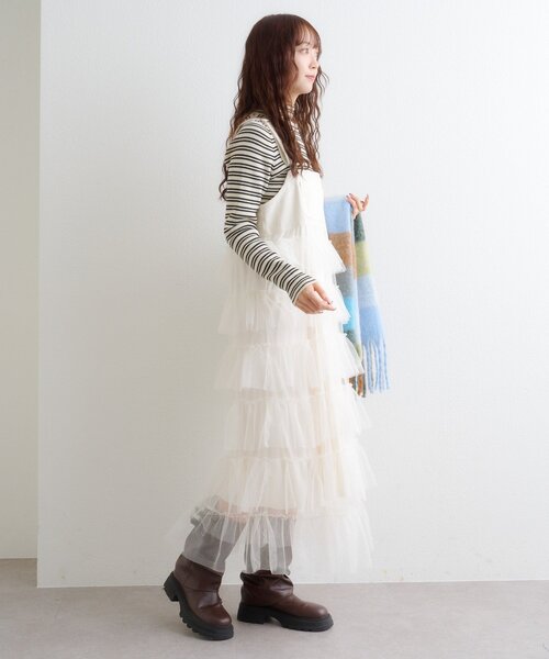 w closet（ダブルクローゼット）の「フリルティアードジャンスカ（ワンピース・レディース・レッド/ブラック/オフホワイト/ブラック系その他・FREE）」の8枚目の写真