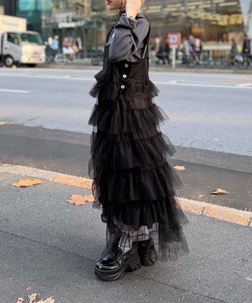 w closet（ダブルクローゼット）の「フリルティアードジャンスカ（ワンピース・レディース・レッド/ブラック/オフホワイト/ブラック系その他・FREE）」の15枚目の写真