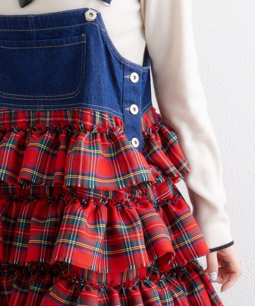 w closet（ダブルクローゼット）の「【6色展開/チェック/ドット柄】フリルティアードジャンパースカート/ワンピース（ジャンパースカート・レディース・レッド/ブラック/オフホワイト/ブラック系その他/ブラック系その他2/レッド系その他2・FREE）」の9枚目の写真