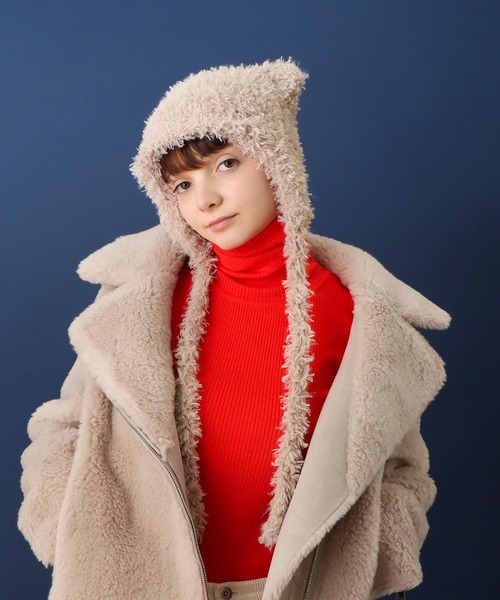 Three Four Time（ｽﾘｰﾌｫｰﾀｲﾑ）の「イヤーニット帽（ニットキャップ/ビーニー・レディース・ベージュ/ブラック・FREE）」の2枚目の写真