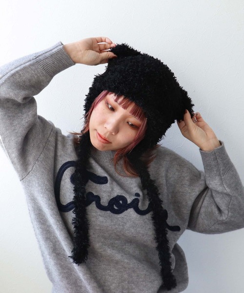 Three Four Time（ｽﾘｰﾌｫｰﾀｲﾑ）の「イヤーニット帽（ニットキャップ/ビーニー・レディース・ベージュ/ブラック・FREE）」の15枚目の写真