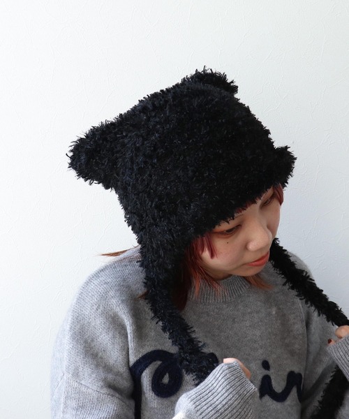 Three Four Time（ｽﾘｰﾌｫｰﾀｲﾑ）の「イヤーニット帽（ニットキャップ/ビーニー・レディース・ベージュ/ブラック・FREE）」の16枚目の写真